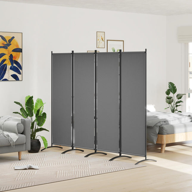 4 Panel Folding Garden Privacy Divider Screen with Wide Feet - Dark Grey