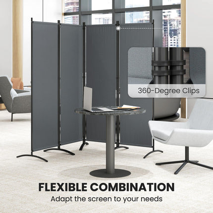 4 Panel Folding Garden Privacy Divider Screen with Wide Feet - Dark Grey