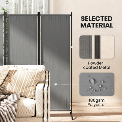 4 Panel Folding Garden Privacy Divider Screen with Wide Feet - Dark Grey