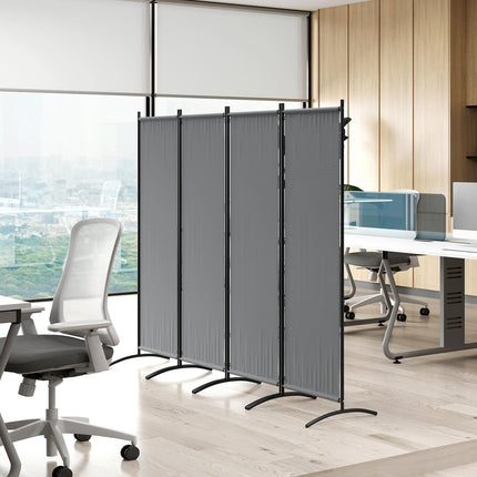 4 Panel Folding Garden Privacy Divider Screen with Wide Feet - Dark Grey