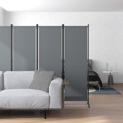 4 Panel Folding Garden Privacy Divider Screen with Wide Feet - Dark Grey
