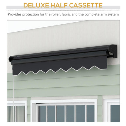 Electric Retractable Awning 2.5x2m with LED Lights Aluminium Frame - Grey