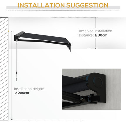 Electric Retractable Awning 2.5x2m with LED Lights Aluminium Frame - Grey