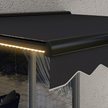 Electric Retractable Awning 2.5x2m with LED Lights Aluminium Frame - Grey