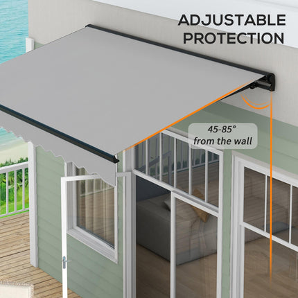 Retractable Electric Awning 295x200cm with Aluminium Frame - Light Grey