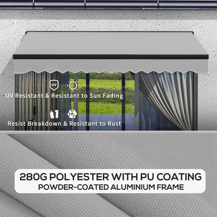 Retractable Electric Awning 295x200cm with Aluminium Frame - Light Grey