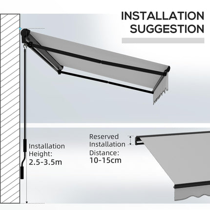 Retractable Electric Awning 295x200cm with Aluminium Frame - Light Grey