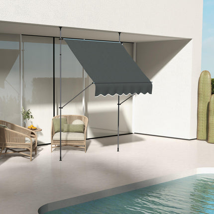 Retractable Patio Awning Shelter with UV30+ Protection Adjustable Height - Dark Grey