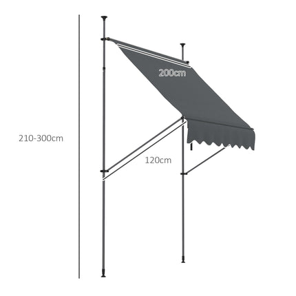 Retractable Patio Awning Shelter with UV30+ Protection Adjustable Height - Dark Grey