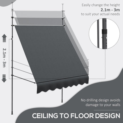 Retractable Patio Awning Shelter with UV30+ Protection Adjustable Height - Dark Grey