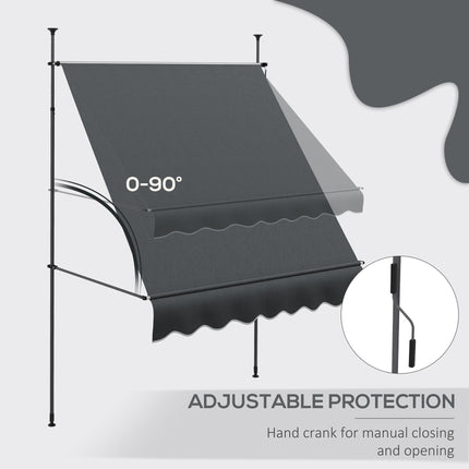 Retractable Patio Awning Shelter with UV30+ Protection Adjustable Height - Dark Grey