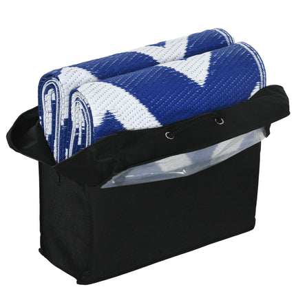 Reversible Outdoor Rug with Carry Bag 182x274cm - Blue and White