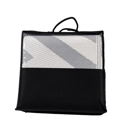 Reversible Plastic Straw Outdoor Rug 182x274cm with Carry Bag - Grey Cream