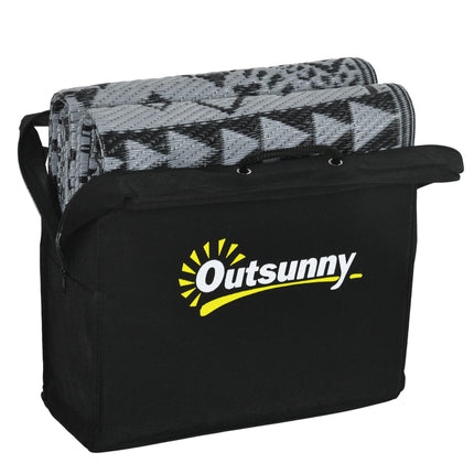 Reversible Outdoor Rug 182x274cm with Carry Bag - Black Grey