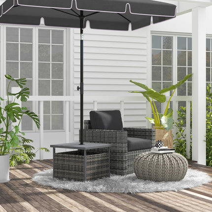 Outdoor Rattan Wicker Coffee Table w/ Umbrella Hole Suitable for Garden Garden