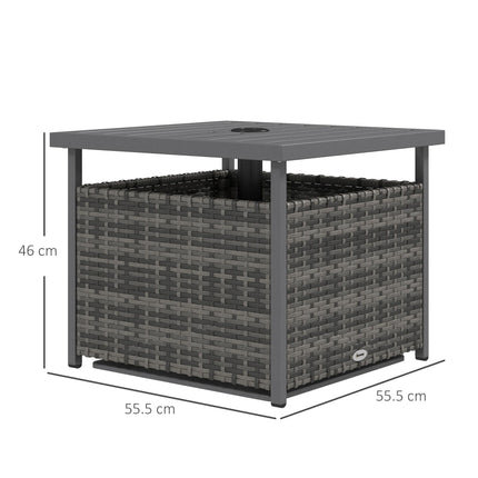Outdoor Rattan Wicker Coffee Table w/ Umbrella Hole Suitable for Garden Garden