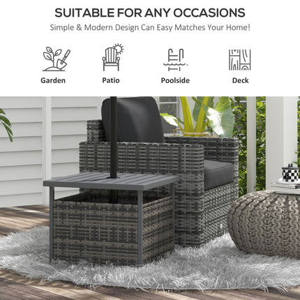 Outdoor Rattan Wicker Coffee Table w/ Umbrella Hole Suitable for Garden Garden
