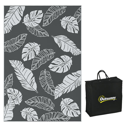 Reversible Outdoor Rug 182x274cm with Carry Bag - Grey and White