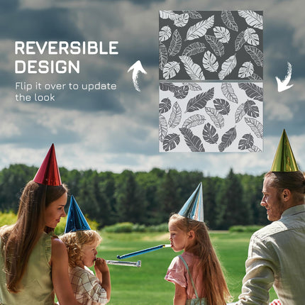 Reversible Outdoor Rug 182x274cm with Carry Bag - Grey and White
