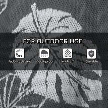Reversible Outdoor Rug 182x274cm with Carry Bag - Grey and White