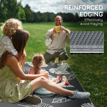 Reversible Outdoor Rug 182x274cm with Carry Bag - Grey and White