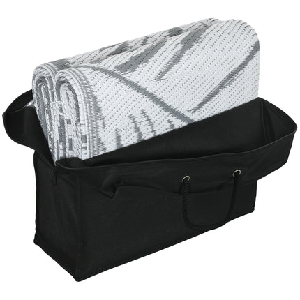 Reversible Outdoor Rug 182x274cm with Carry Bag - Grey and White