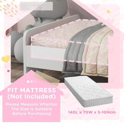 Toddler Bed with Unicorn Design and Safety Rails - White