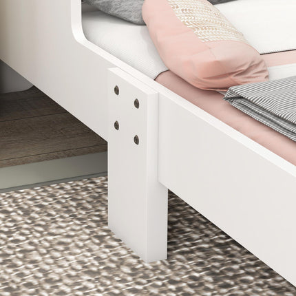 Toddler Bed with Unicorn Design and Safety Rails - White