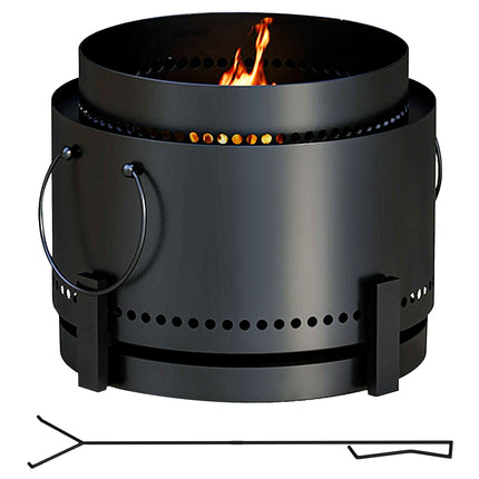 Portable Smokeless Metal Fire Pit with Poker 37cm - Black