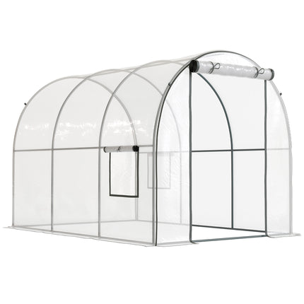 3 x 2 Metre Walk-In Polytunnel Greenhouse with Steel Frame - Clear