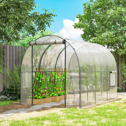 3 x 2 Metre Walk-In Polytunnel Greenhouse with Steel Frame - Clear