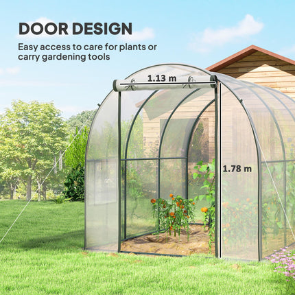 3 x 2 Metre Walk-In Polytunnel Greenhouse with Steel Frame - Clear