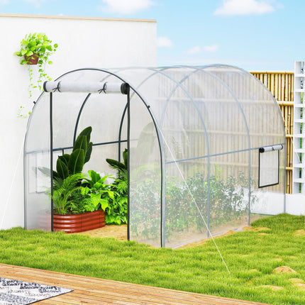 3 x 2 Metre Walk-In Polytunnel Greenhouse with Steel Frame - Clear