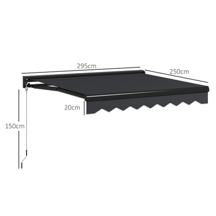 Electric Retractable Patio Awning with LED Lights 295x250 cm - Grey