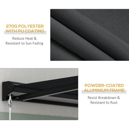 Electric Retractable Patio Awning with LED Lights 295x250 cm - Grey