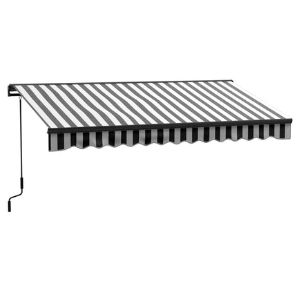 Electric Retractable Awning with Remote Control and Manual Crank - Grey and White