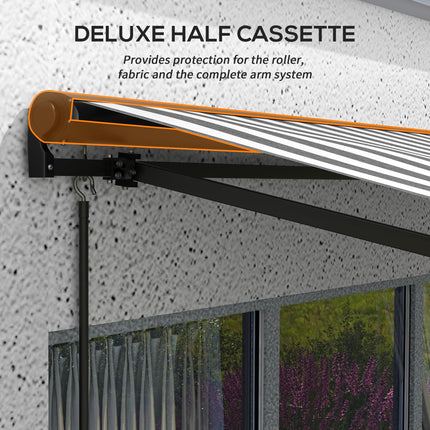 Electric Retractable Awning with Remote Control and Manual Crank - Grey and White