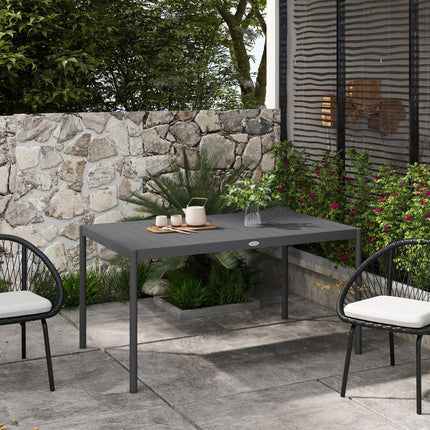 6 Seater Aluminium Outdoor Dining Table Powder Coated - Dark Grey