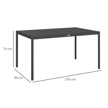 6 Seater Aluminium Outdoor Dining Table Powder Coated - Dark Grey