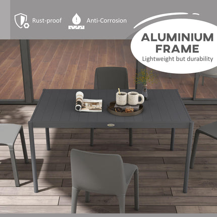 6 Seater Aluminium Outdoor Dining Table Powder Coated - Dark Grey