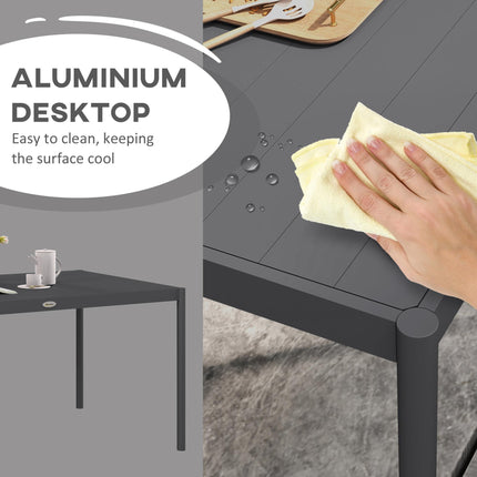 6 Seater Aluminium Outdoor Dining Table Powder Coated - Dark Grey