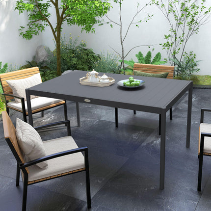 6 Seater Aluminium Outdoor Dining Table Powder Coated - Dark Grey