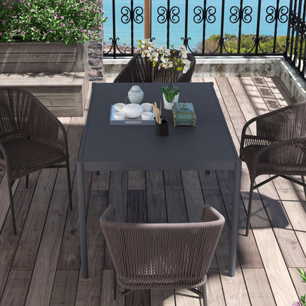 6 Seater Aluminium Outdoor Dining Table Powder Coated - Dark Grey