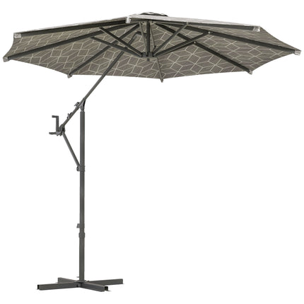 3 Metre Convertible Cantilever & Centre-Post Parasol with Steel Base - Black & White