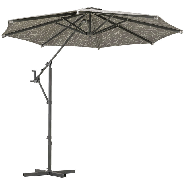 3 Metre Convertible Cantilever & Centre-Post Parasol with Steel Base - Black & White