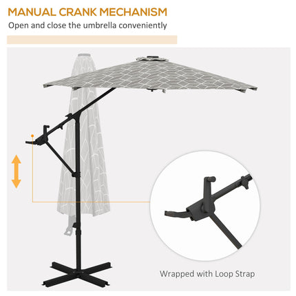3 Metre Convertible Cantilever & Centre-Post Parasol with Steel Base - Black & White