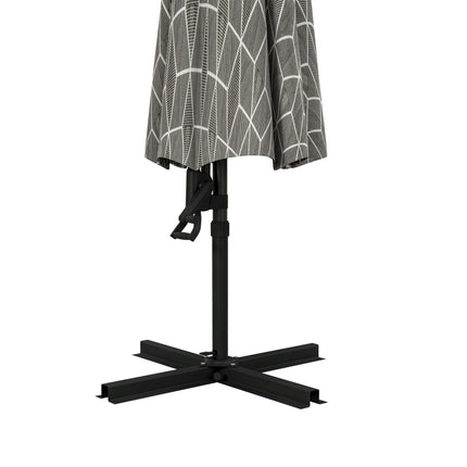 3 Metre Convertible Cantilever & Centre-Post Parasol with Steel Base - Black & White