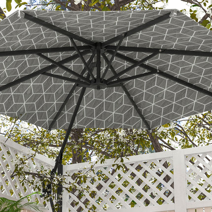 3 Metre Convertible Cantilever & Centre-Post Parasol with Steel Base - Black & White