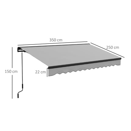 Retractable Electric Awning with Remote Control 350x250cm - Light Grey
