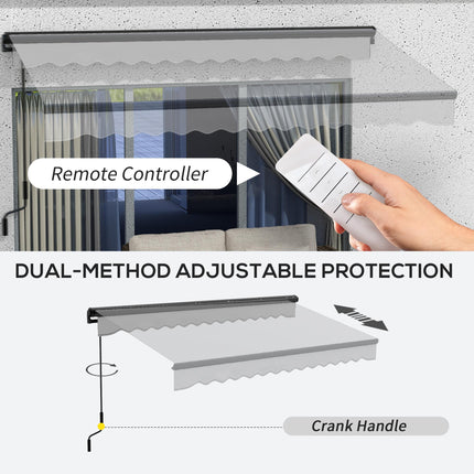 Retractable Electric Awning with Remote Control 350x250cm - Light Grey